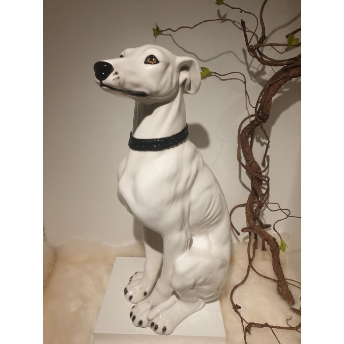 Windhund Porzellanfigur weiss 60 cm