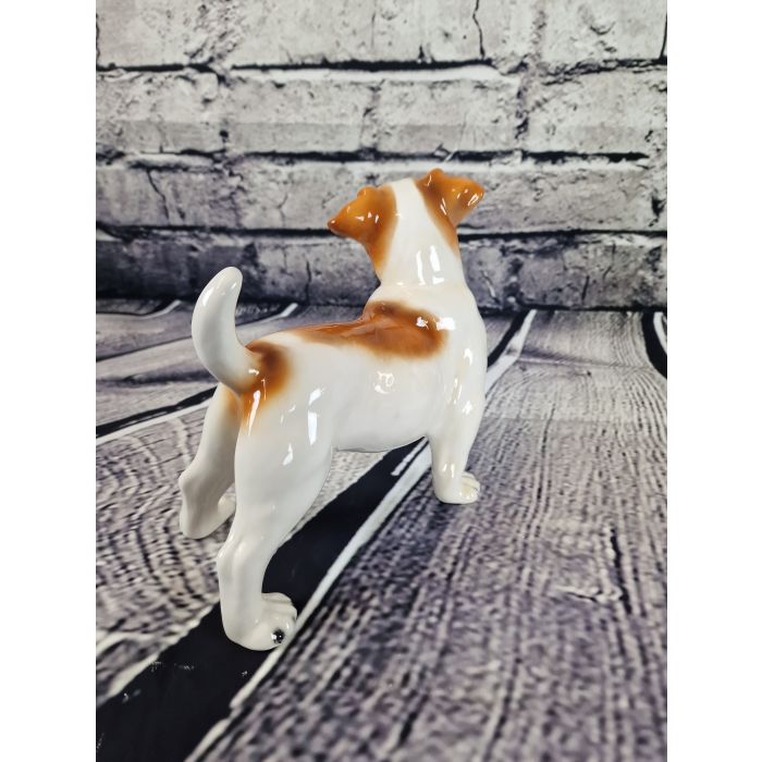 Jack Russell Porzellanfigur stehend 18cm x 19cm weiss-orange