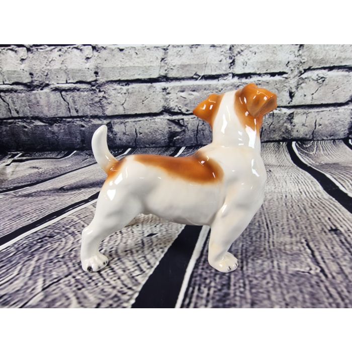 Jack Russell Porzellanfigur stehend 18cm x 19cm weiss-orange