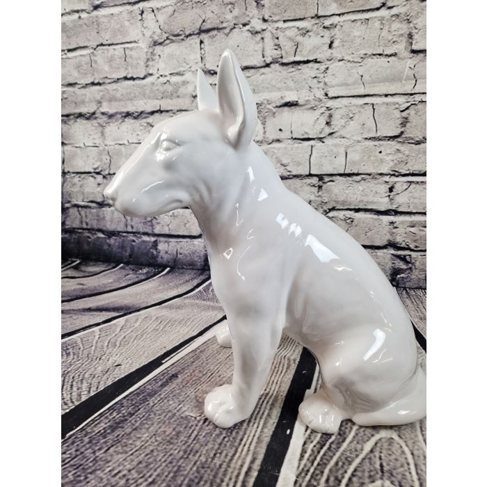 Spotted Bull Terrier Bull Terrier Porcelain Figurine Sitting 45-47cm