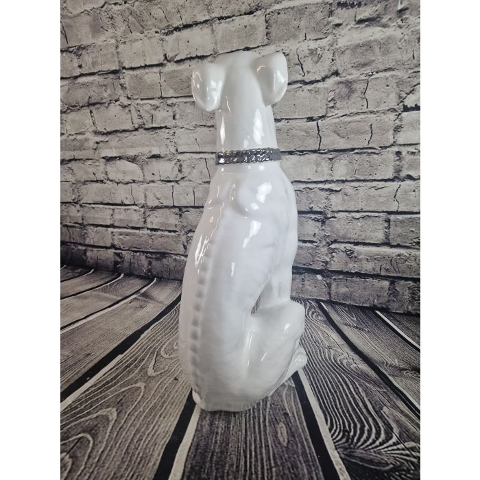 Windhund Porzellanfigur weiss/silber ca.60 cm