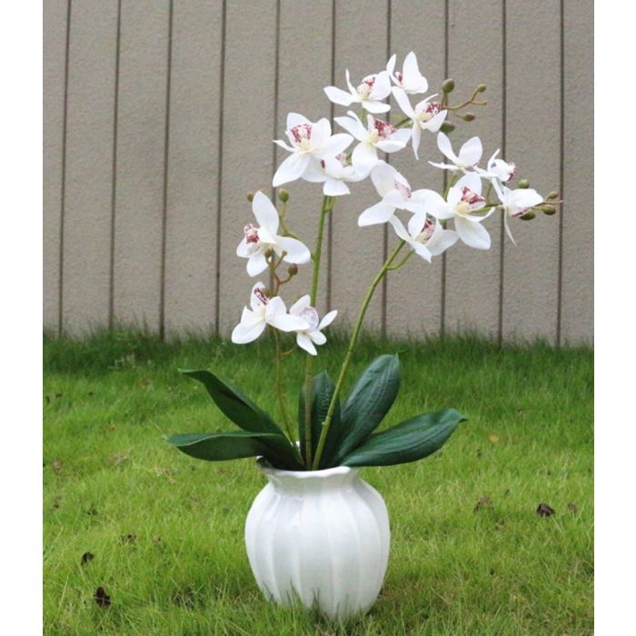 Orchidee Kunstorchidee Pflanze weiss, 55cm, Kunstpflanze,