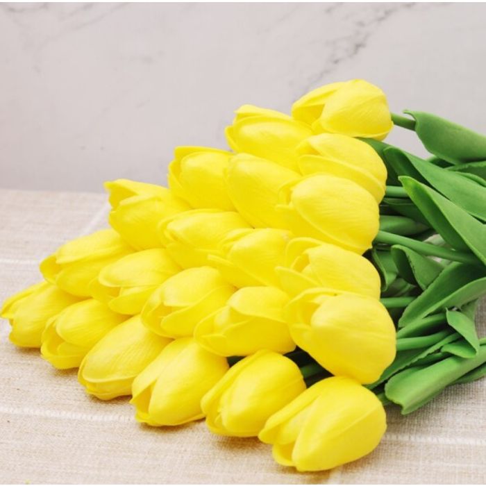 Tulpen gelb Kunstblume 36cm, wie real echt/Stück, touch