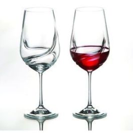 Lot De 6 Verres à Vin Turbulence Deluxe - Cristal De Bohême, Forme Vague Pour Aération, 570 Ml, Design Bar Amigos