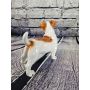 Jack Russell Porzellanfigur stehend 18cm x 19cm weiss-orange