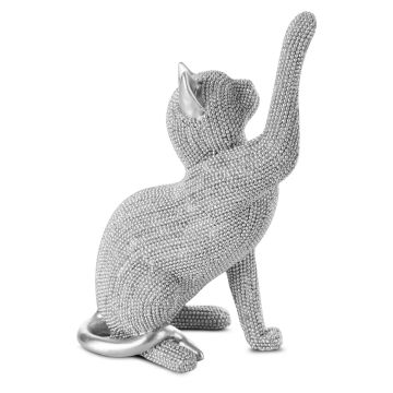 Dekoration Katze Figur silber 14x22cm