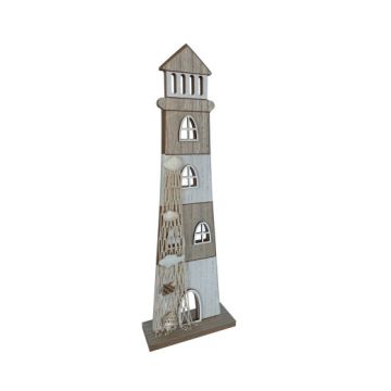 Marine Dekoration weiss-blau Leuchtturm 15x44cm