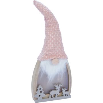 Christmas decoration stand, LED gnome, pink