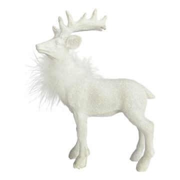 Christmas decoration stand-up deer 21cm feather collar