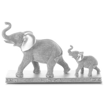 Decoration elephants, silver 36x10x22cm