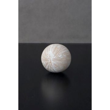 Décoration, boule d'ambiance, 10cm, blanc, aspect bois