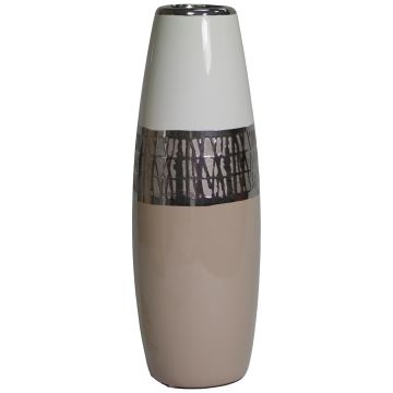 Keramikvase ca.13x36cm sweiss-silber-beige