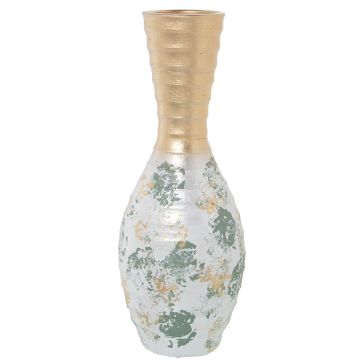 Bodenvase gold-weiss-grün 50cm antikes Look