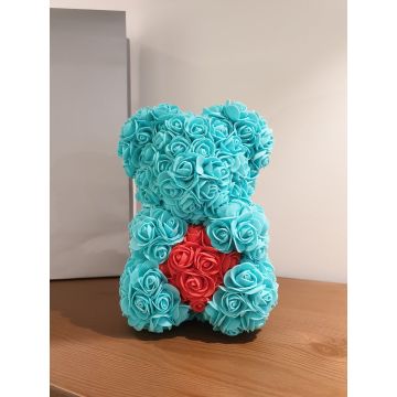 Rosenbear approx. 25 cm turquoise/red