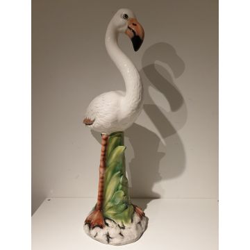 Flamingo Porzellanfigur 70 cm Natur kolloriert