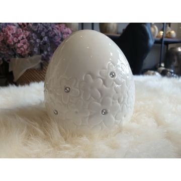 Easter egg 11x12cm with glass stones, ceramic, decoration