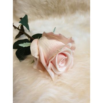 Roses légèrement roses Fleur artificielle 53-55cm, comme une vraie, Premium (silicone)