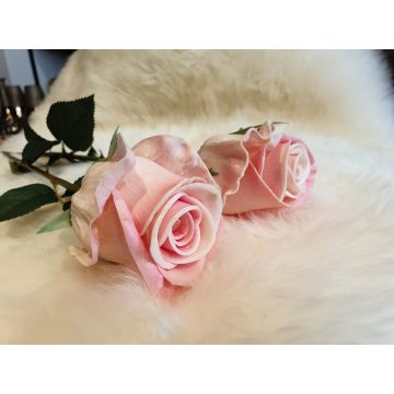 Rose pink artificial flower 53-55cm, like real, premium (silicone)