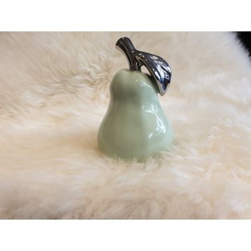 Decoration, pear ceramic, 13cm, pastel green