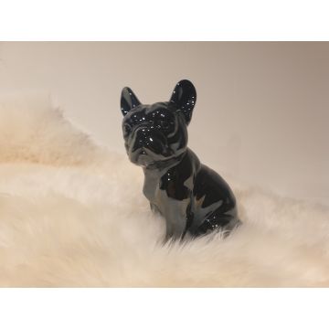French bulldog sitting 17cm metal black