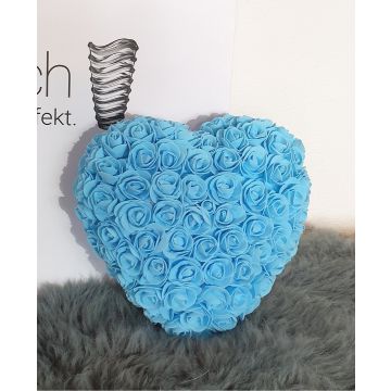 Cœur de rose 20-22cm bleu, roses artificielles