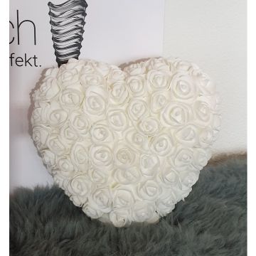 Rose heart 20-22cm white, artificial roses