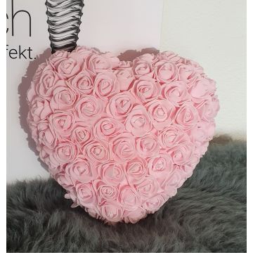 Rose heart 20-22cm pink, artificial roses