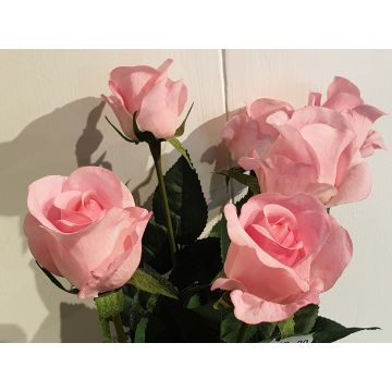 Rosen rosa Kunstblume 42-44cm wie echt, real touch, Premium (Seide/Silikon)