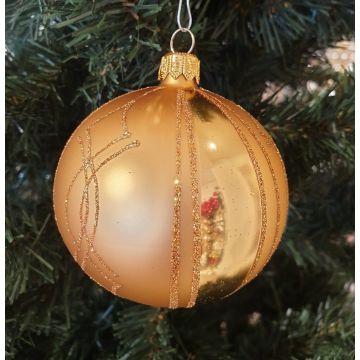 Christmas bauble, 8cm, gold, glass bauble, Christmas decoration