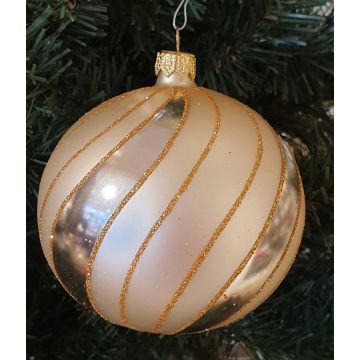 Christmas bauble, 10cm, champagne gold, glass bauble, Christmas decoration