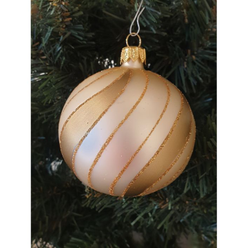 Christmas bauble, 8cm, champagne/gold, glass bauble, Christmas decoration