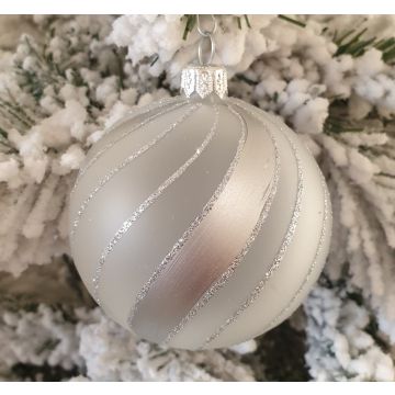 Christmas bauble, 10cm, white, glass bauble, Christmas decoration