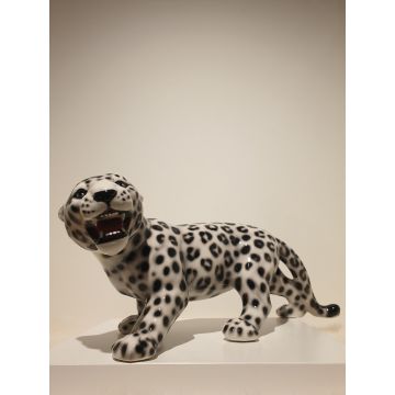 Snow leopard white black lurking 40x20x14cm