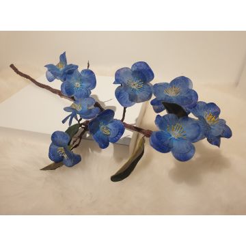Branche de fleur artificielle, branche de cerisier, bleu 62 cm real touch