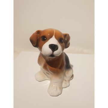 Beagle puppy sitting porcelain figurine 15cm
