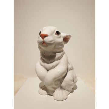Lapin blanc coloré, figurine en porcelaine 26cm