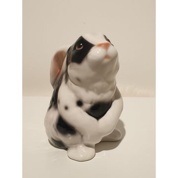 Hare, porcelain figurine black and white 15 cm, from "Alice in Wonderland"