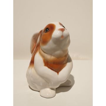 Lapin, figurine en porcelaine rouge et blanche 15 cm, de "Alice au pays des merveilles