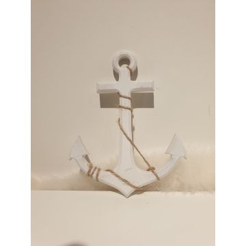 Marine decoration anchor white 18x15cm