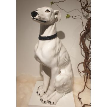 Greyhound porcelain figurine white 60 cm
