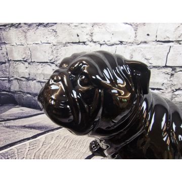 Bulldog porcelain figure standing 42x30cm lacquer black