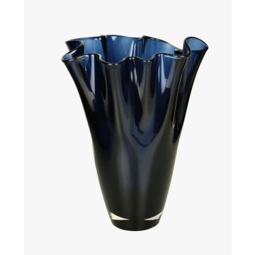 Glasvase, ca.30x21cm, Blumenvase, Handgemacht dunkel blau