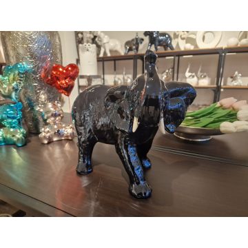 Porcelain elephant figurine metal black 30cm
