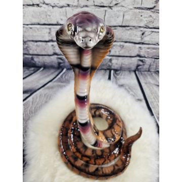 Figurine de cobra en porcelaine 45cm colorée nature