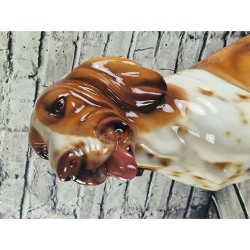 Bracke/Vorstehhund Porzellanfigur sitzend 78 cm