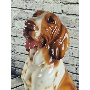 Bracke/Vorstehhund Porzellanfigur sitzend 78 cm