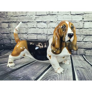 Basset Hound figurine en porcelaine 70x48cm