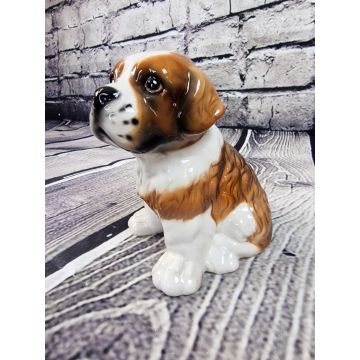 Chien du Saint-Bernard chiot figurine en porcelaine 20cm