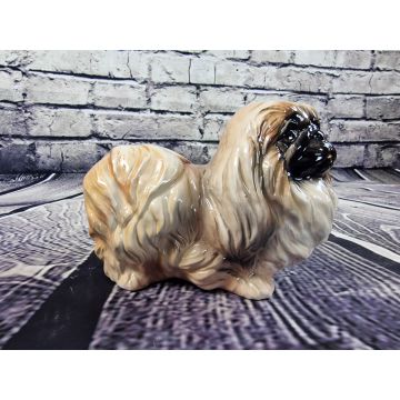 Pekingese Porzellanfigur 20x15cm graulich