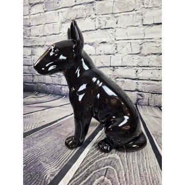 Bullterrier Porzellanfigur sitzend ca.45-47cm lack schwarz